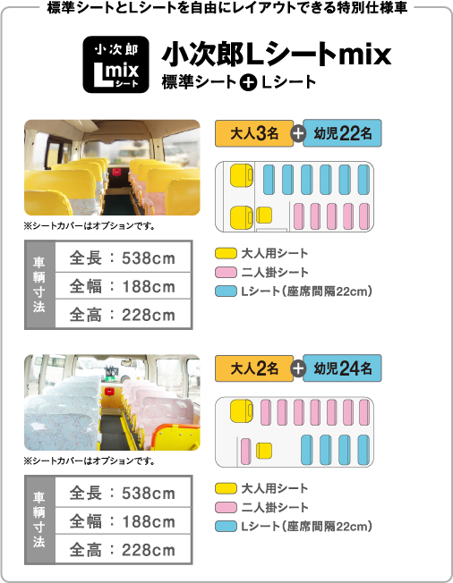 標準シートとＬシートを自由にレイアウトできる特別仕様車。